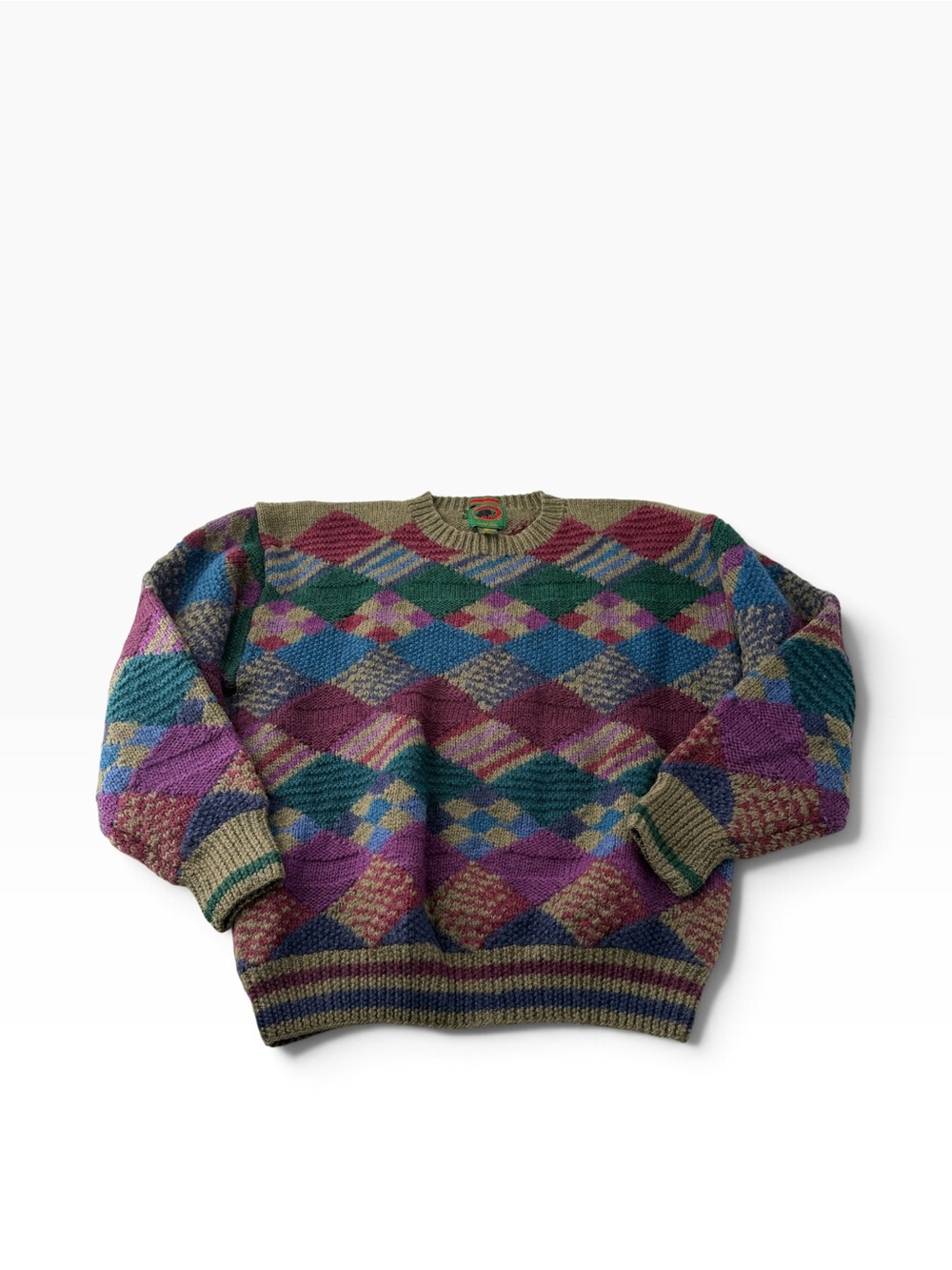 Boston Traders Vintage Men’s 100% Wool Multicolor Argyle Gorpcore Sweater Size M